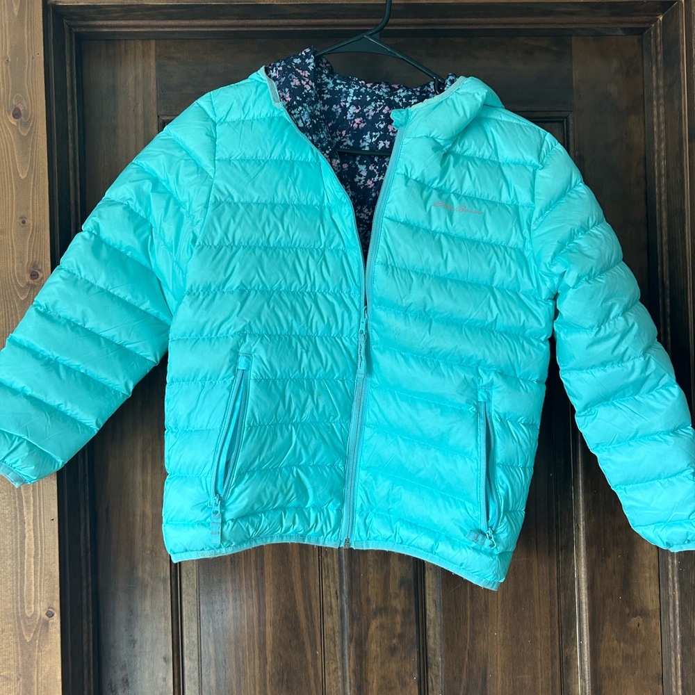 Eddie Bauer Blue Puffer Jacket with Quilted Design